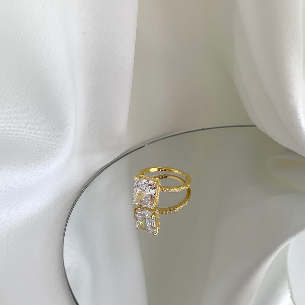 4.0ct 18k Gold-Plated Radiant Cut ‘Nova’ Ring
