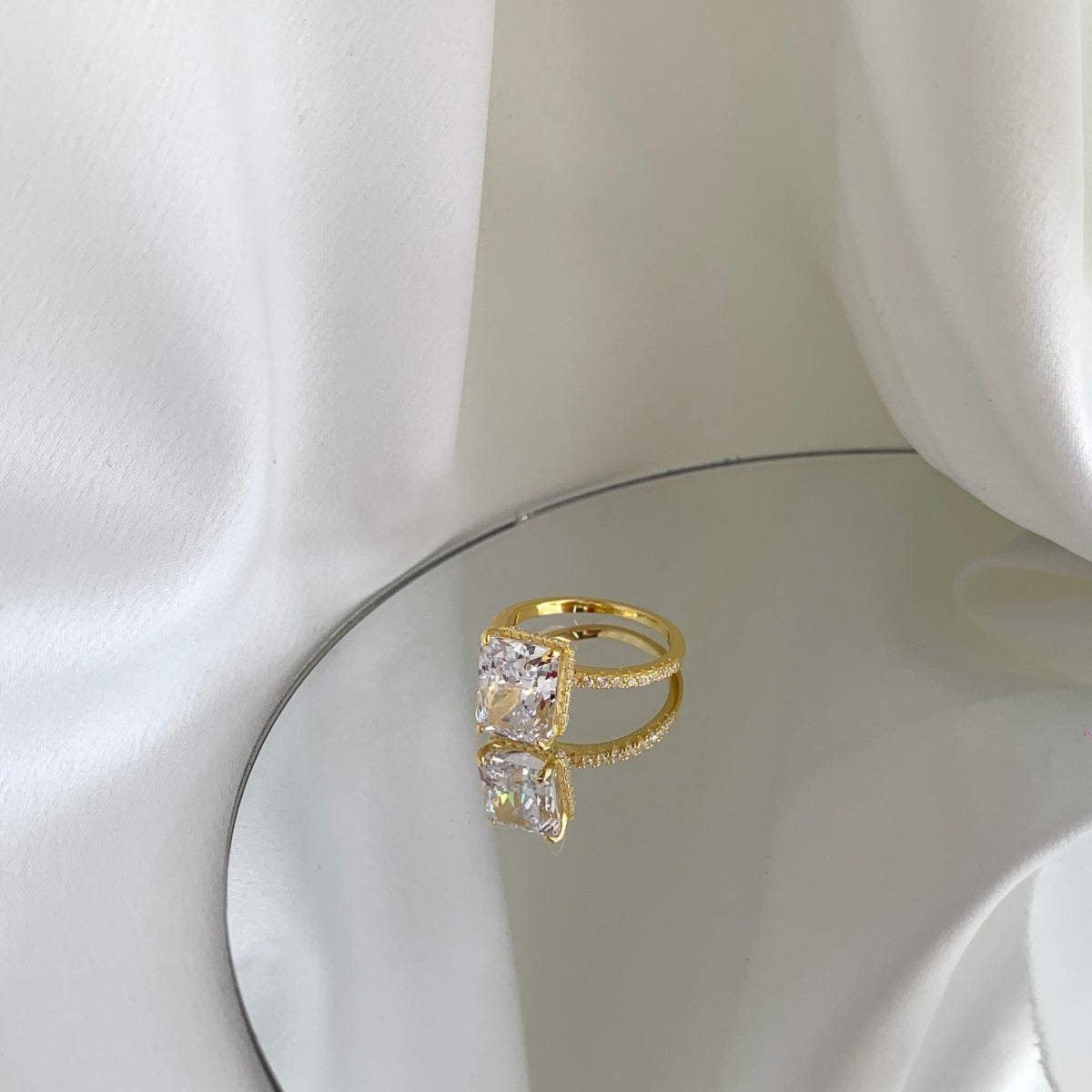 4.0ct 18k Gold-Plated Radiant Cut ‘Nova’ Ring
