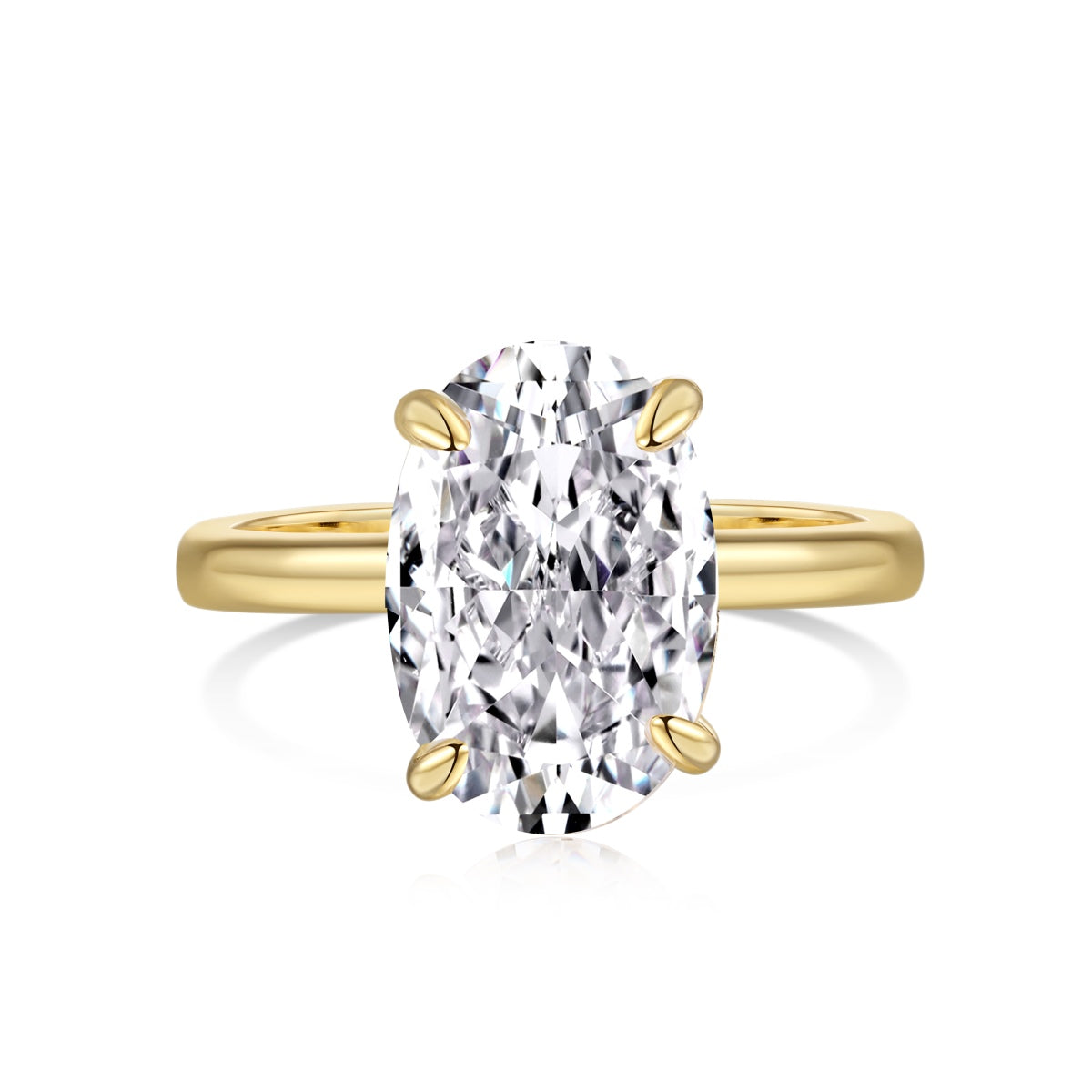 3.5ct 18k Gold-Plated Oval Cut ‘Yves’ Solitaire Ring