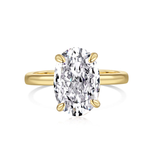 3.5ct 18k Gold-Plated Oval Cut ‘Yves’ Solitaire Ring