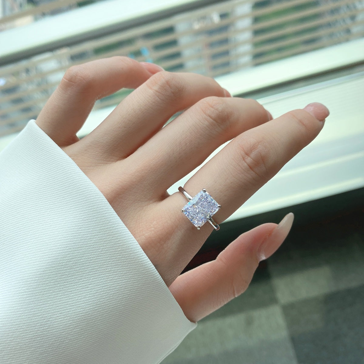 4.0ct Sterling Silver Radiant Cut ‘Ivy’ Solitaire Ring (Limited Edition)