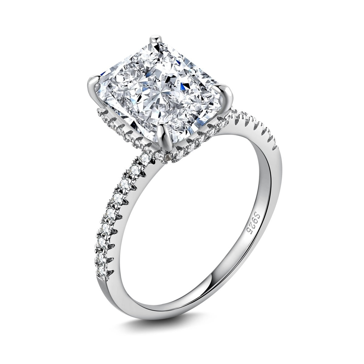 4.0ct Sterling Silver Radiant Cut ‘Nova’ Ring