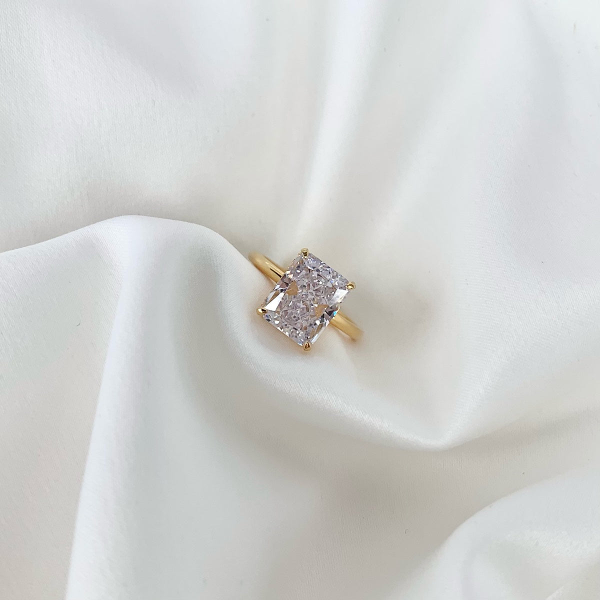 4.0ct 18k Gold Plated Radiant Cut ‘Ivy’ Solitaire Ring (Limited Edition)