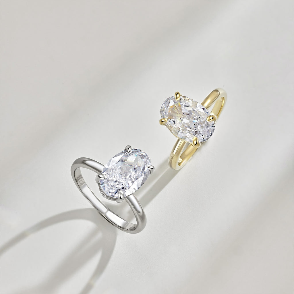 3.5ct 18k Gold-Plated Oval Cut ‘Yves’ Solitaire Ring