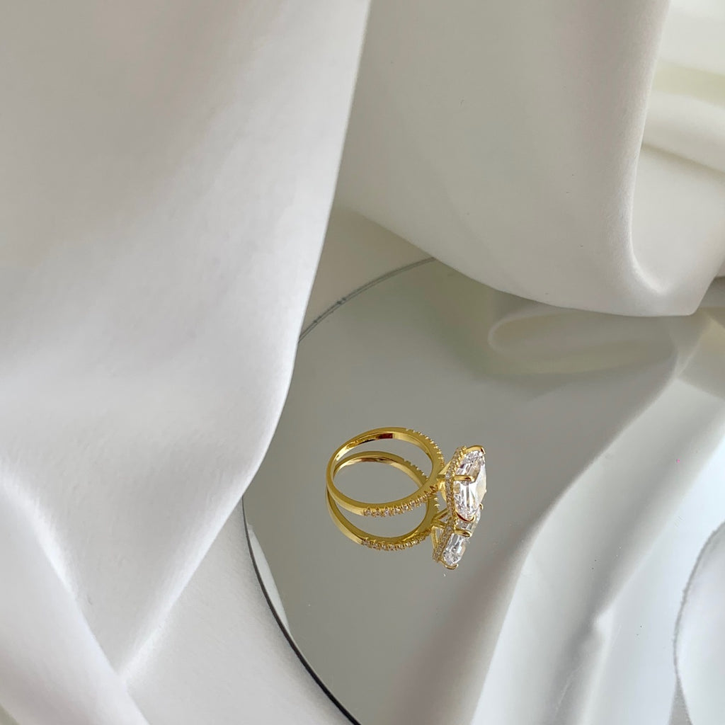 4.0ct 18k Gold-Plated Radiant Cut ‘Nova’ Ring