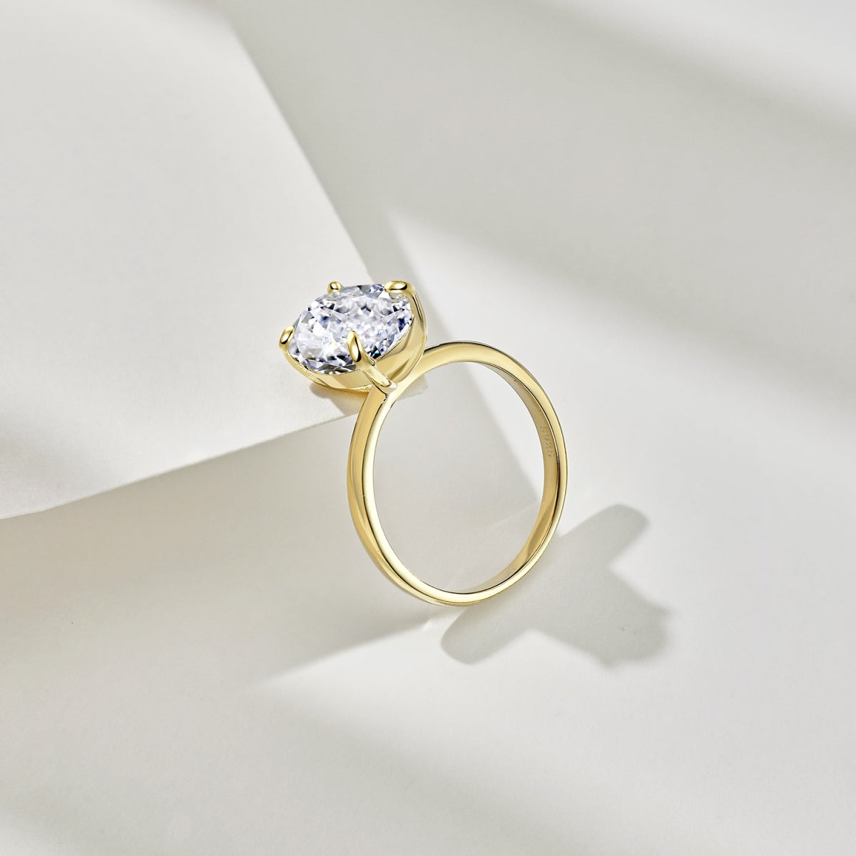 3.5ct 18k Gold-Plated Oval Cut ‘Yves’ Solitaire Ring