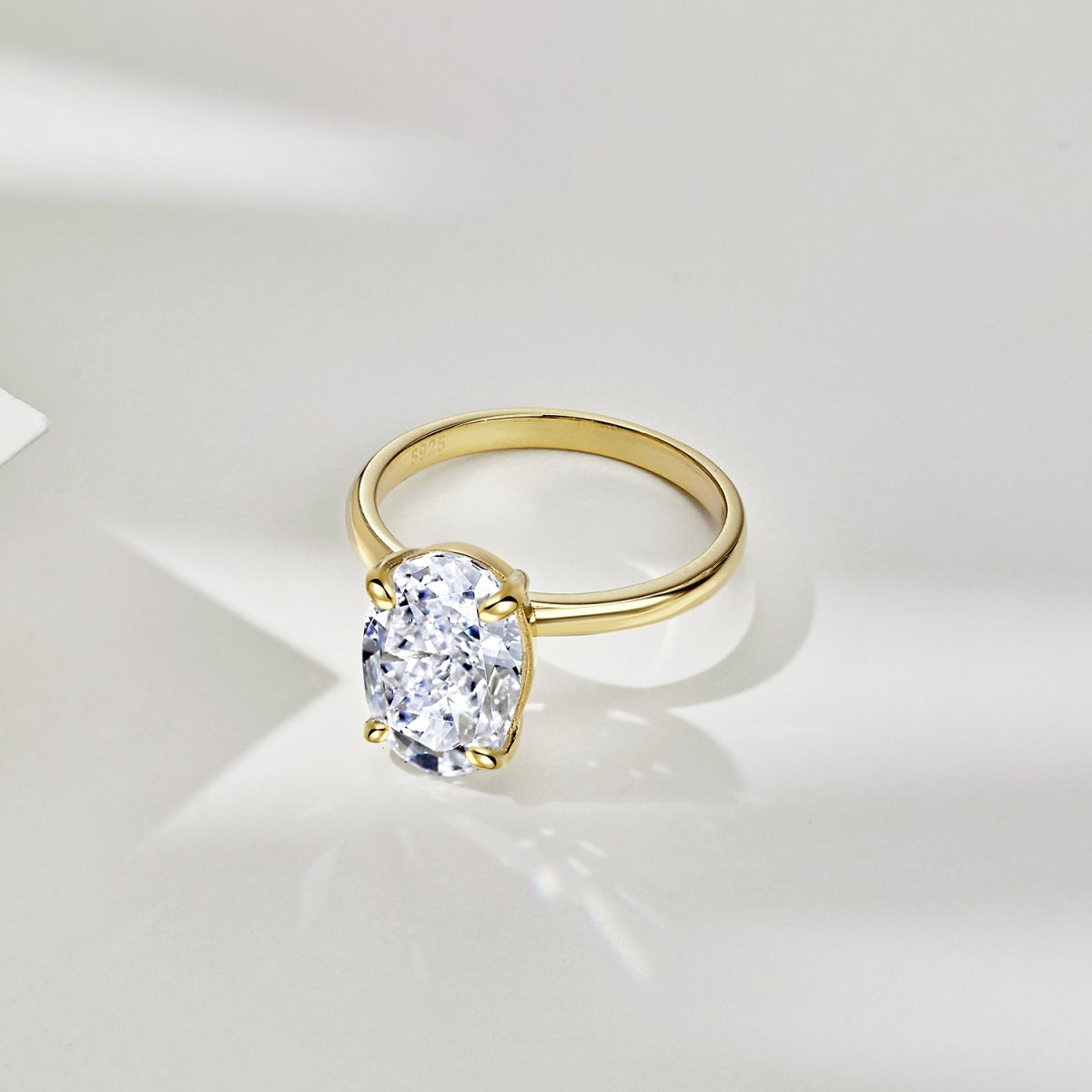 3.5ct 18k Gold-Plated Oval Cut ‘Yves’ Solitaire Ring
