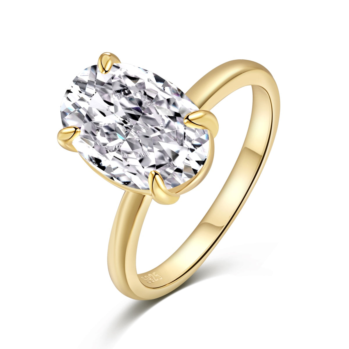 3.5ct 18k Gold-Plated Oval Cut ‘Yves’ Solitaire Ring