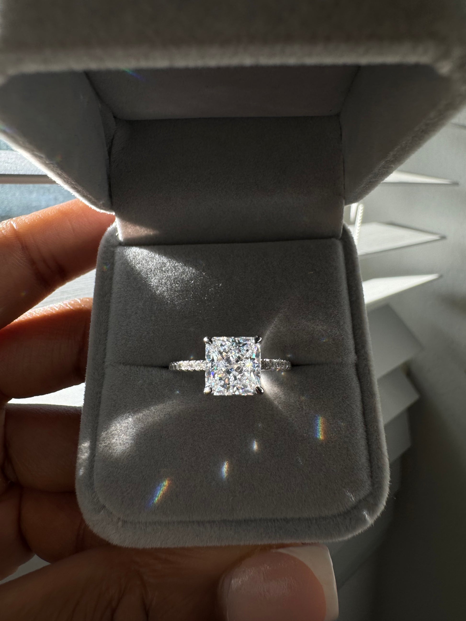 3.0 Sterling Silver Princess Cut Iris Ring