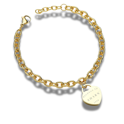 Stainless Steel Engraved Heart Bracelet