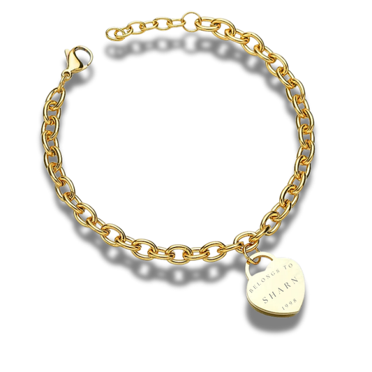 Stainless Steel Engraved Heart Bracelet
