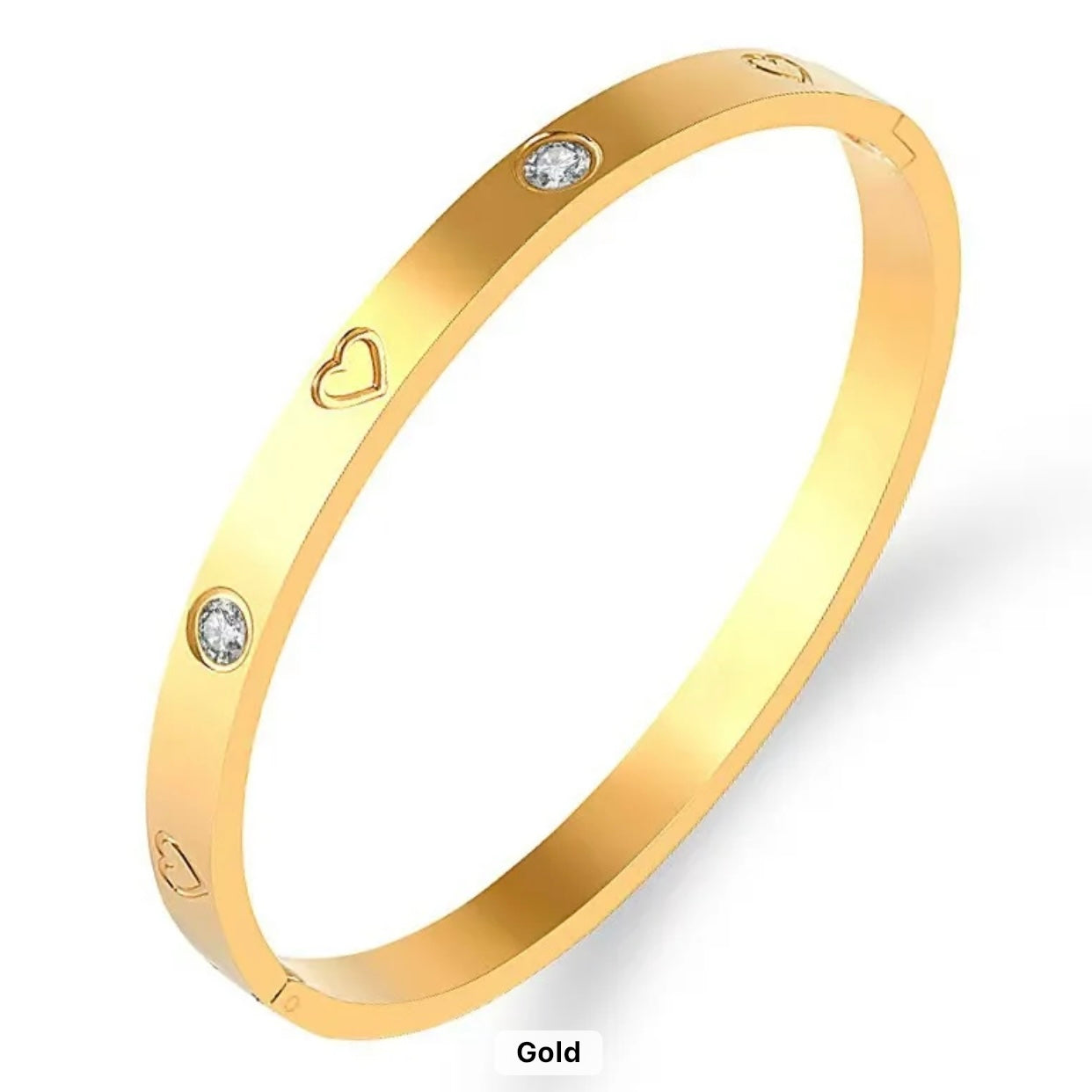 Stainless Steel Heart Studded Bangle