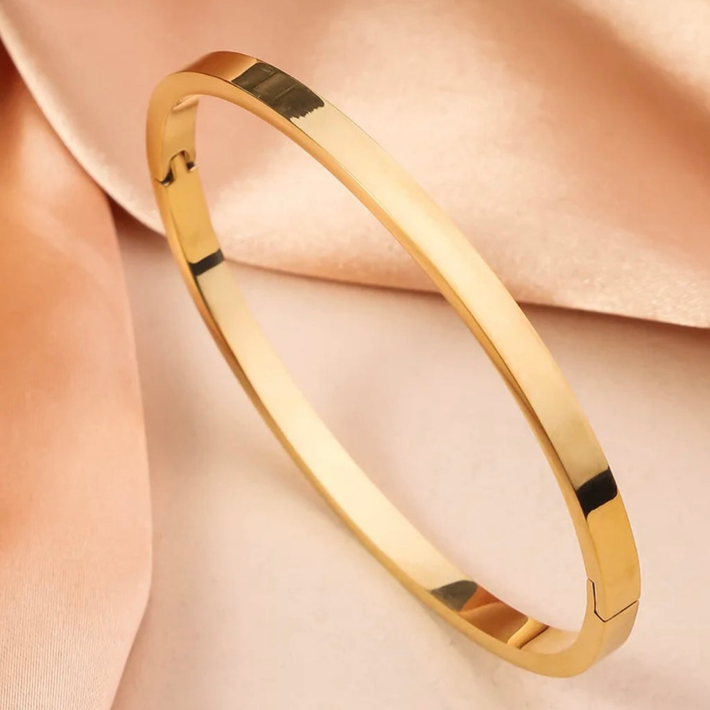 18k Gold-Plated Stainless Steel Solid Bangle