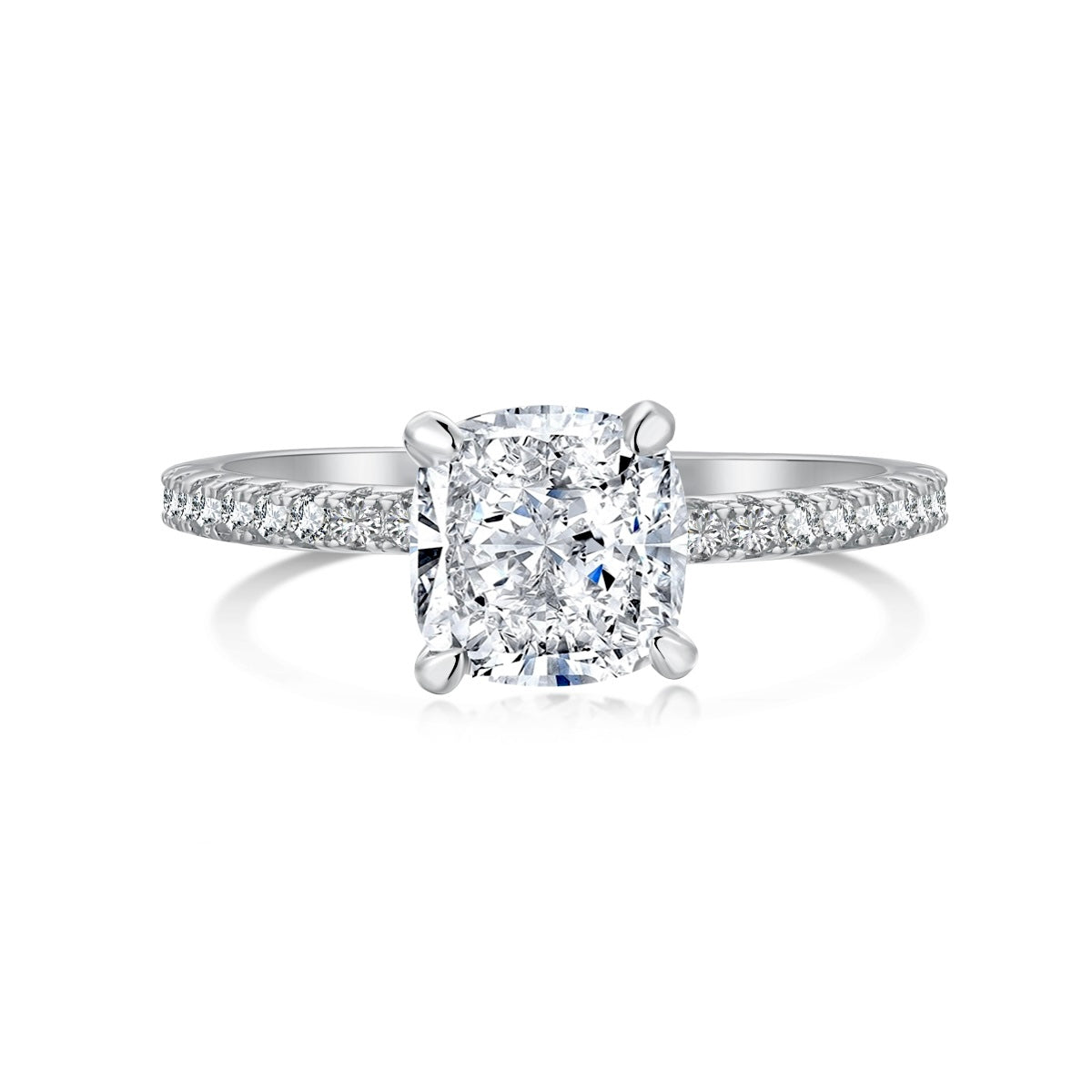 2.0ct Sterling Silver Cushion Cut ‘Aurora’ Ring
