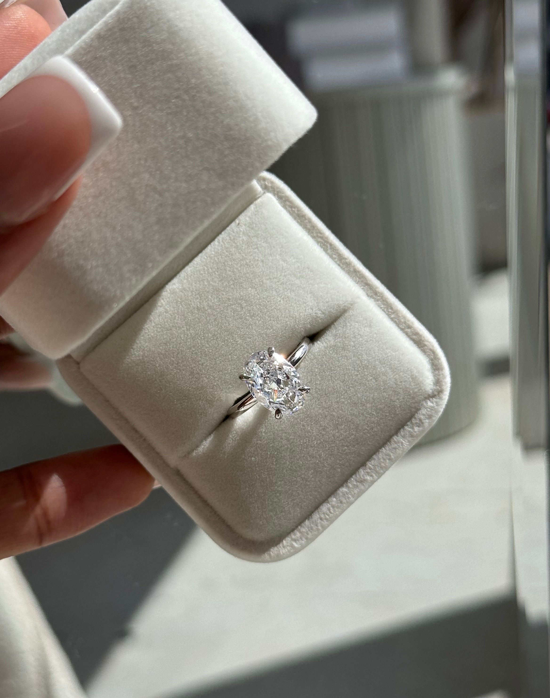 3.5ct Sterling Silver Oval Cut ‘Yves’ Solitaire Ring