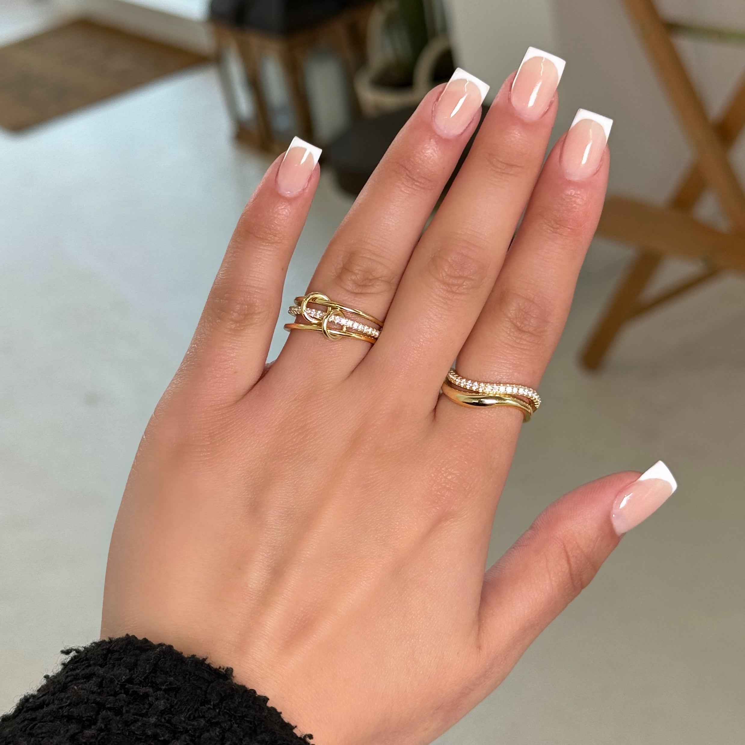 18k Gold-Plated Double Wave Stacker