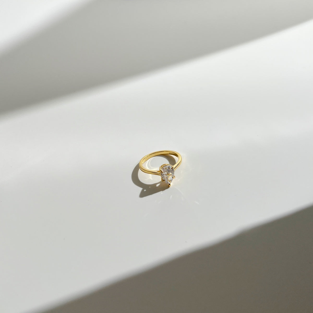 1.5ct 18k Gold-Plated Yellow ‘Myra’ Pear Cut Solitaire Ring