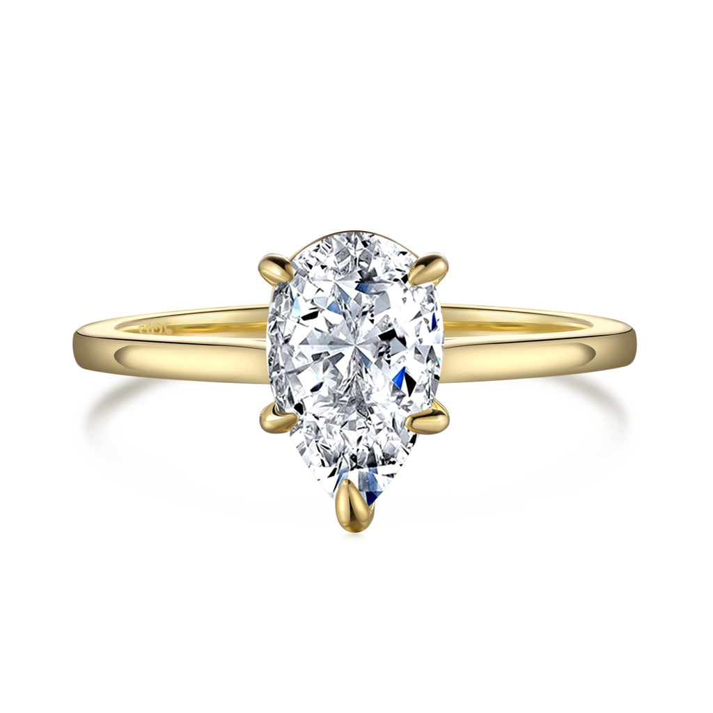 1.5ct 18k Gold-Plated Yellow ‘Myra’ Pear Cut Solitaire Ring