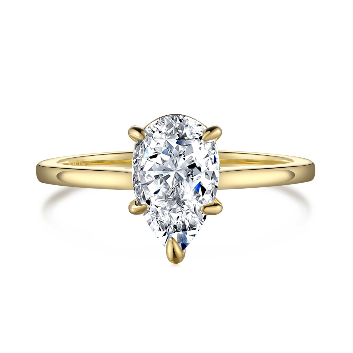 1.5ct 18k Gold-Plated Yellow ‘Myra’ Pear Cut Solitaire Ring