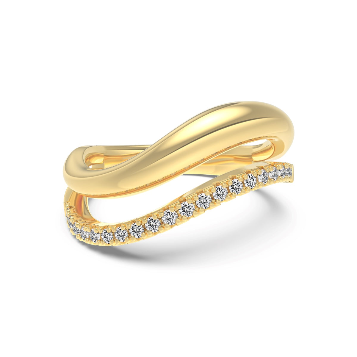 18k Gold-Plated Double Wave Stacker