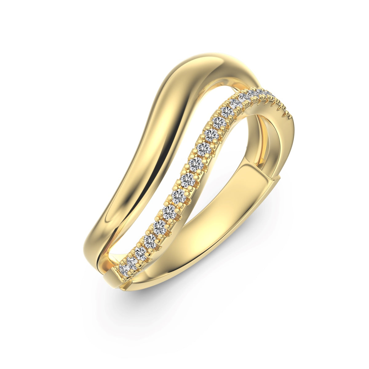 18k Gold-Plated Double Wave Stacker