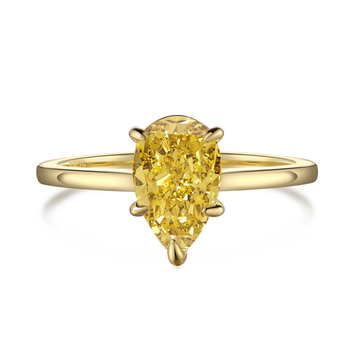 1.5ct 18k Gold-Plated Yellow ‘Soleil’ Pear Cut Solitaire Ring