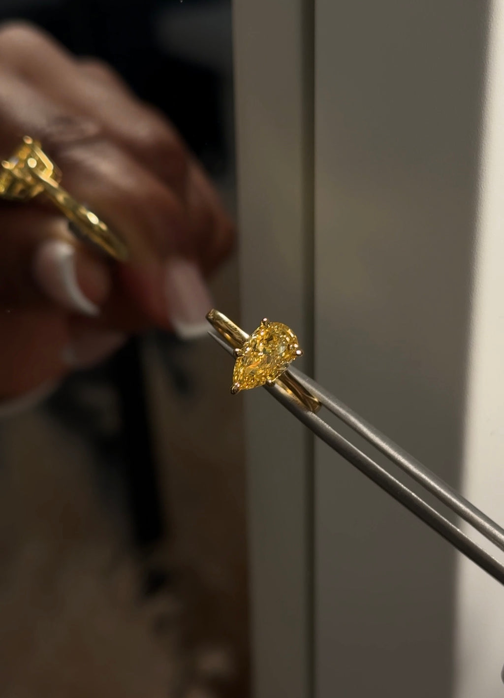 1.5ct 18k Gold-Plated Yellow ‘Soleil’ Pear Cut Solitaire Ring