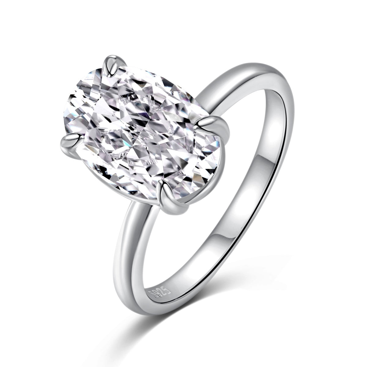 3.5ct Sterling Silver Oval Cut ‘Yves’ Solitaire Ring