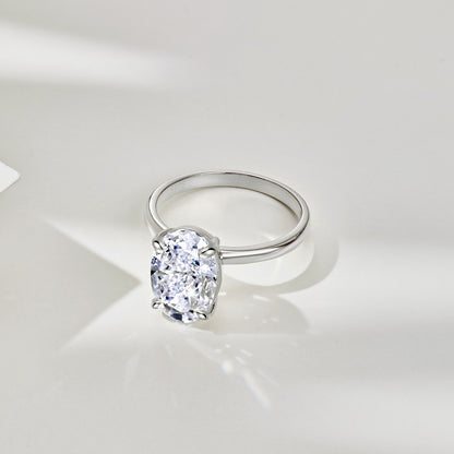 3.5ct Sterling Silver Oval Cut ‘Yves’ Solitaire Ring