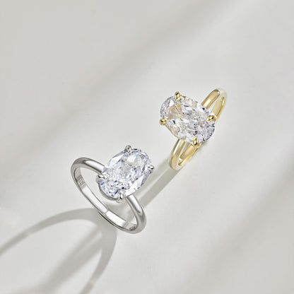 3.5ct Sterling Silver Oval Cut ‘Yves’ Solitaire Ring