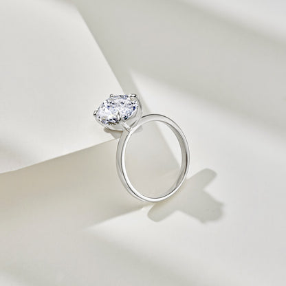 3.5ct Sterling Silver Oval Cut ‘Yves’ Solitaire Ring